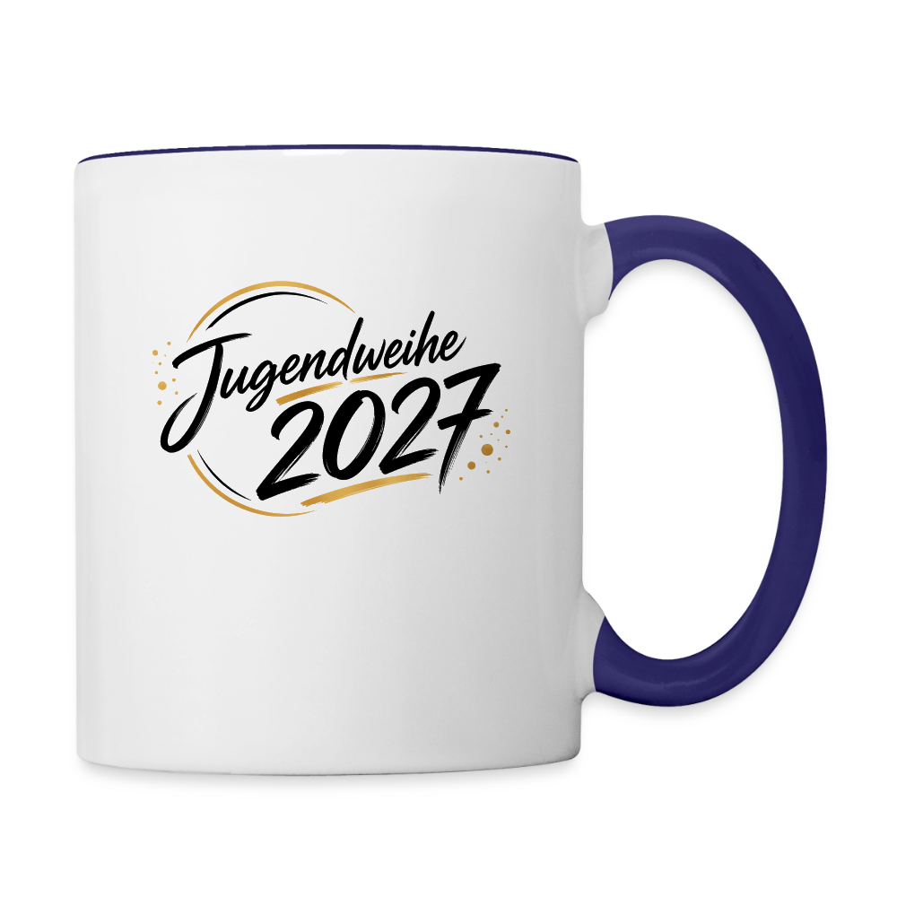 Tasse zweifarbig mit Jahreslogo 2027 - Weiß/Kobaltblau