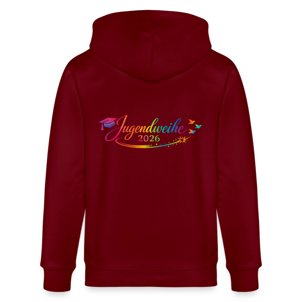 Stanley/Stella Unisex Bio-Kapuzenjacke CULTIVATOR  "Jahreslogo 2026" - Burgunderrot