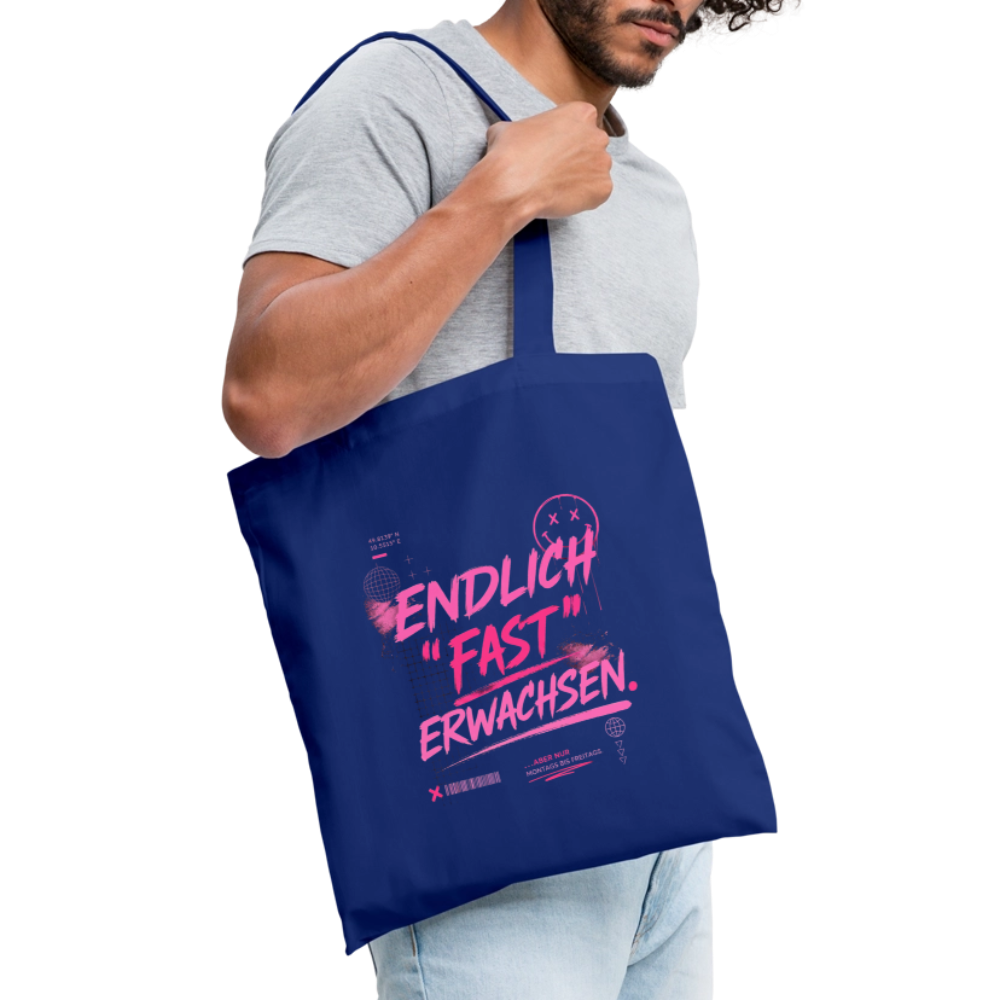 Stoffbeutel. "fast Erwachsen pink" - Royalblau